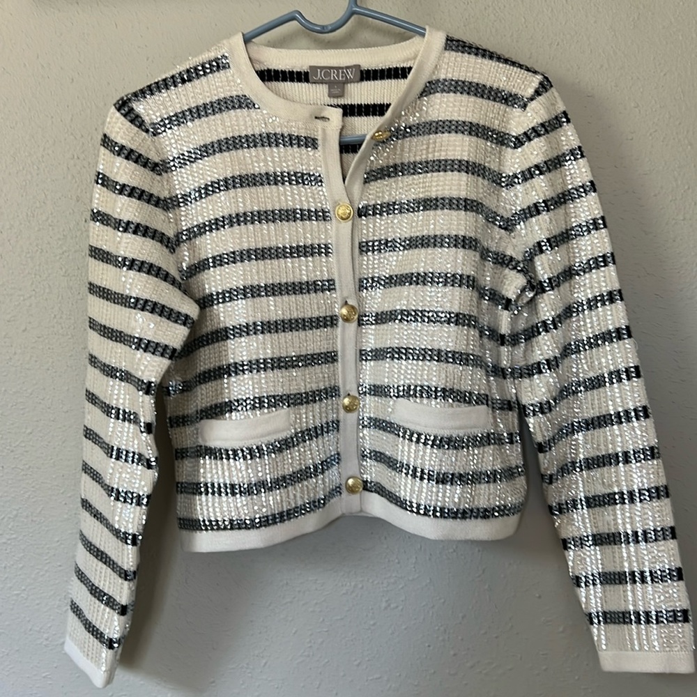 Jcrew sequin striped cardigan jacket. Worn once
